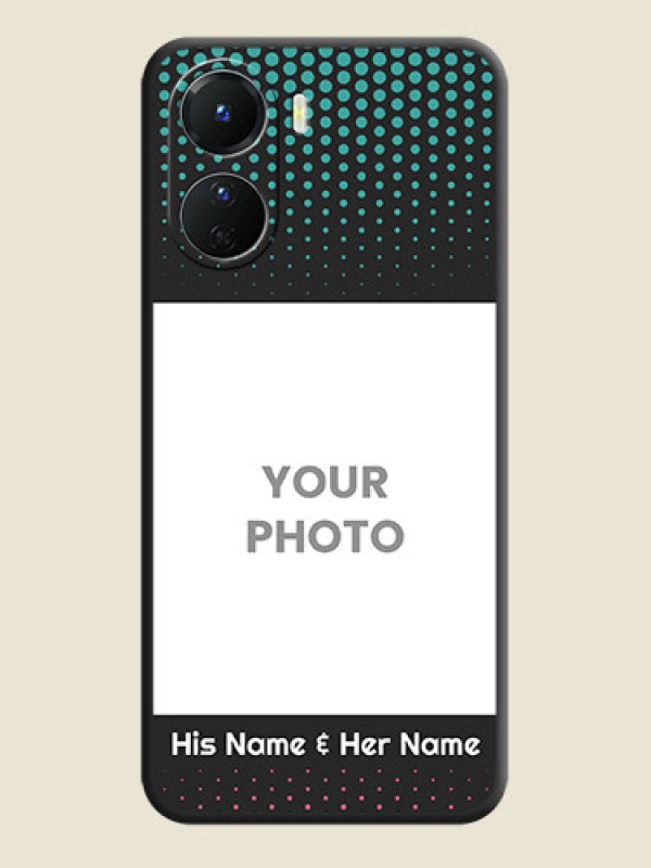 Custom Faded Dots with Grunge Photo Frame and Text on Space Black Custom Soft Matte Phone Cases - Vivo Y16 - alternate view