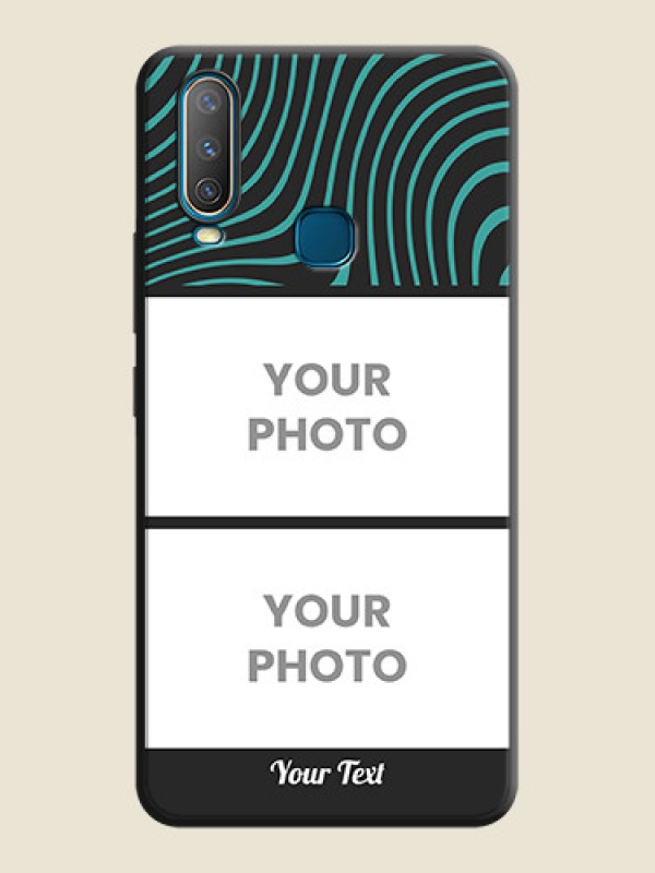 Custom Wave Pattern with 2 Image Holder on Space Black Personalized Soft Matte Phone Covers - Vivo Y17 - alternate view