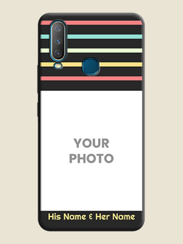 Custom Color Stripes with Photo and Text - Photo on Space Black Soft Matte Mobile Case - Vivo Y17 - alternate view
