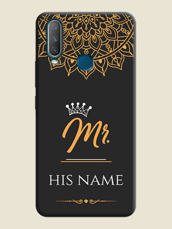 Custom Mr Name with Floral Design  on Personalised Space Black Soft Matte Cases - Vivo Y17 - alternate view