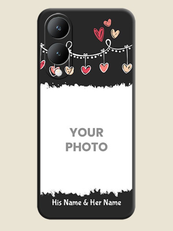 Custom Pink Love Hangings with Name On Space Black Custom Soft Matte Mobile Back Cover - Vivo Y17S - alternate view