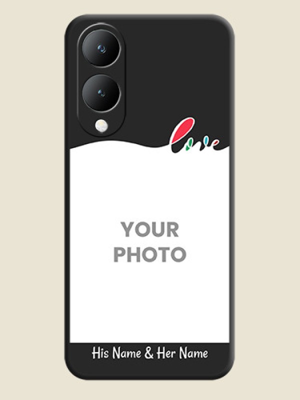 Custom Fall in Love Pattern with Picture on Photo On Space Black Custom Soft Matte Mobile Back Cover - Vivo Y17S - alternate view