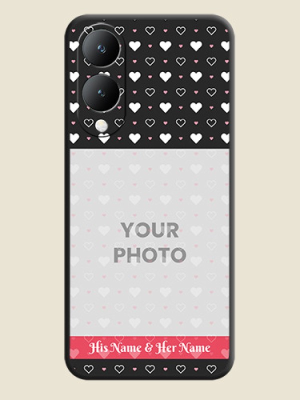 Custom White Color Love Symbols with Text Design on Photo On Space Black Custom Soft Matte Mobile Back Cover - Vivo Y17S - alternate view