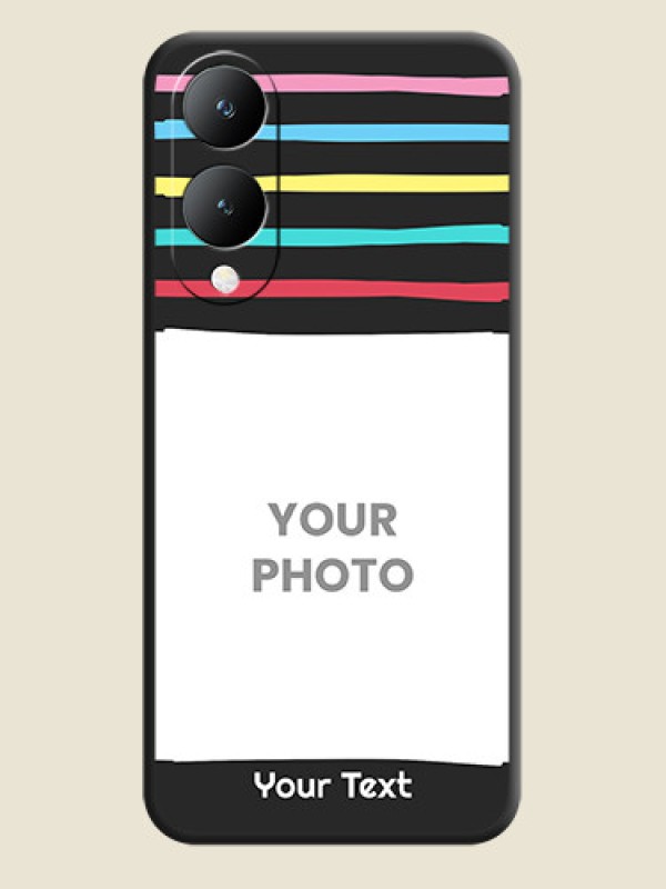 Custom Multicolor Lines with Image On Space Black Custom Soft Matte Mobile Back Cover - Vivo Y17S - alternate view