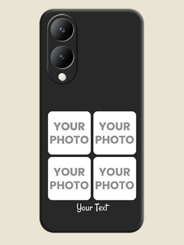 Custom Floral Art with 6 Image Holder on Photo On Space Black Custom Soft Matte Mobile Back Cover - Vivo Y17S - alternate view
