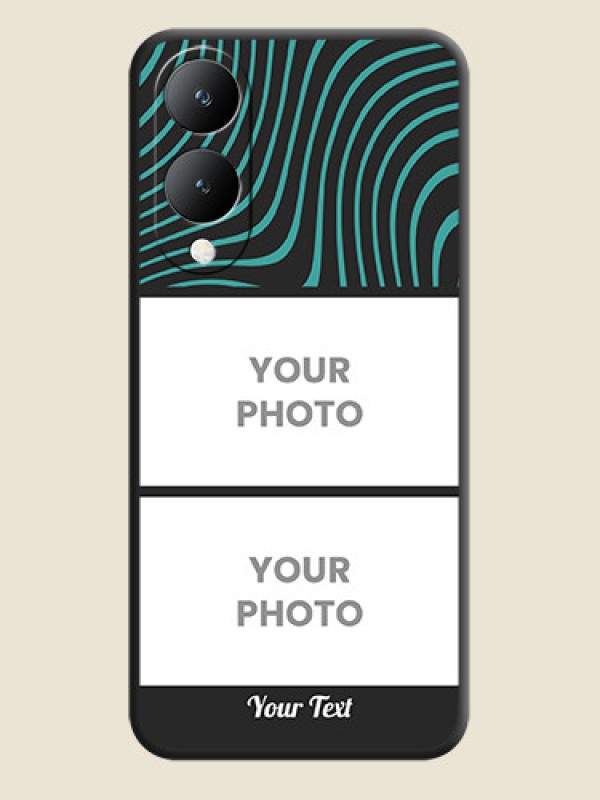 Custom Wave Pattern with 2 Image Holder On Space Black Custom Soft Matte Mobile Back Cover - Vivo Y17S - alternate view