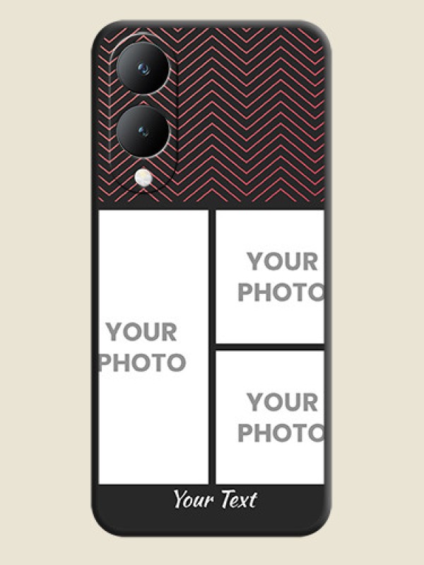 Custom Wave Pattern with 3 Image Holder On Space Black Custom Soft Matte Mobile Back Cover - Vivo Y17S - alternate view