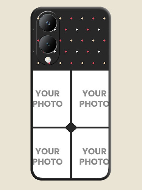 Custom Multicolor Dotted Pattern with 4 Image Holder On Space Black Custom Soft Matte Mobile Back Cover - Vivo Y17S - alternate view