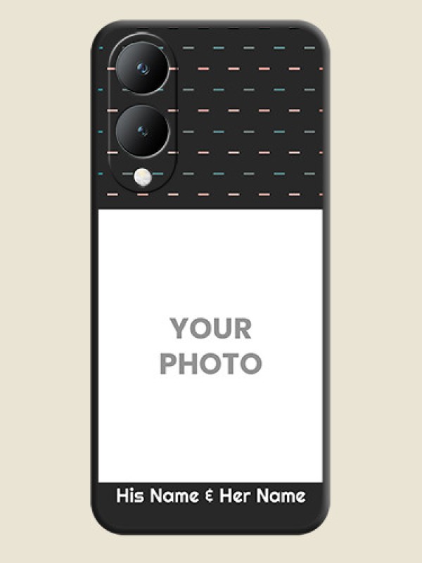 Custom Line Pattern Design with Text On Space Black Custom Soft Matte Mobile Back Cover - Vivo Y17S - alternate view