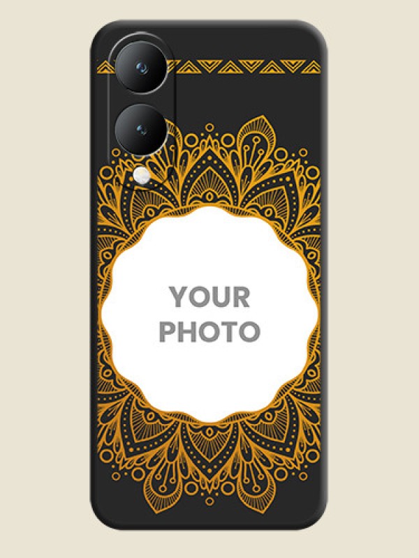 Custom Round Image with Floral Design On Space Black Custom Soft Matte Mobile Back Cover - Vivo Y17S - alternate view