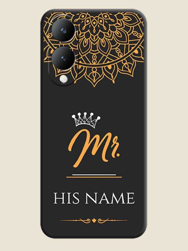 Custom Mr Name with Floral Design On Space Black Custom Soft Matte Mobile Back Cover - Vivo Y17S - alternate view