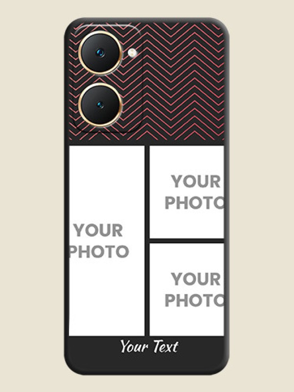 Custom Wave Pattern with 3 Image Holder On Space Black Custom Soft Matte Mobile Back Cover - Vivo Y18 - alternate view