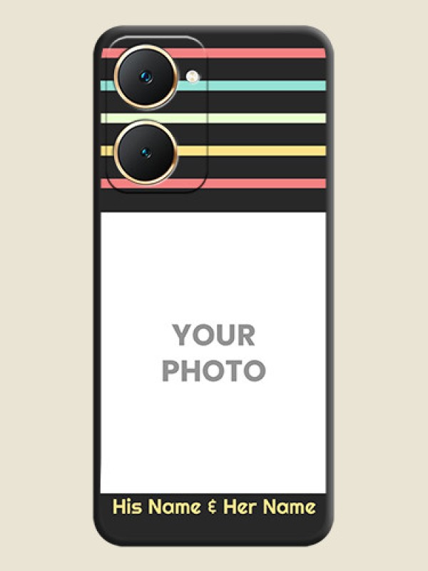 Custom Color Stripes with Photo and Text on Photo On Space Black Custom Soft Matte Mobile Back Cover - Vivo Y18 - alternate view