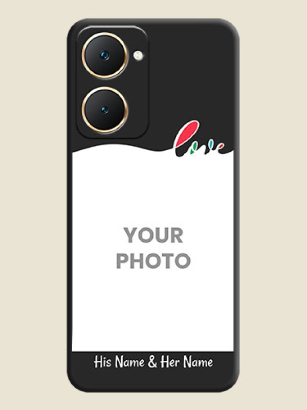 Custom Fall in Love Pattern with Picture on Photo On Space Black Custom Soft Matte Mobile Back Cover - Vivo Y18e - alternate view