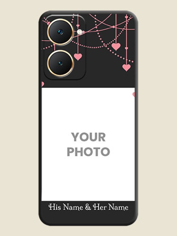 Custom Pink Love Hangings with Text On Space Black Custom Soft Matte Mobile Back Cover - Vivo Y18e - alternate view