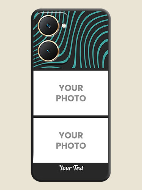 Custom Wave Pattern with 2 Image Holder On Space Black Custom Soft Matte Mobile Back Cover - Vivo Y18e - alternate view