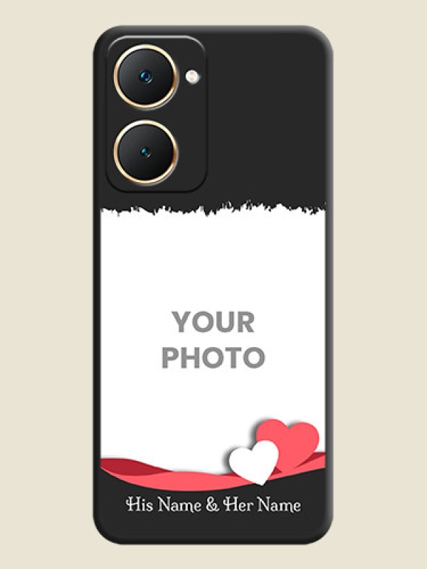 Custom Pin Color Love Shaped Ribbon Design with Text On Space Black Custom Soft Matte Mobile Back Cover - Vivo Y18i - alternate view