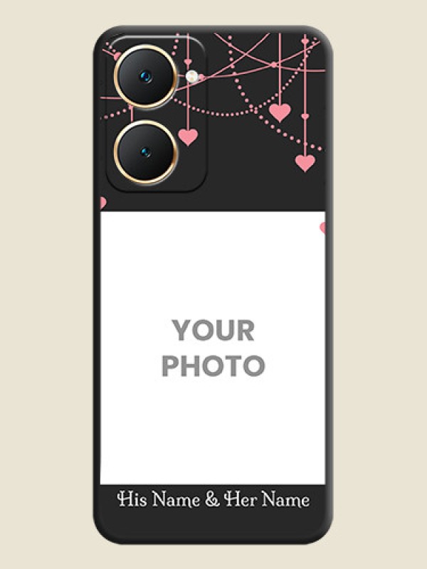 Custom Pink Love Hangings with Text On Space Black Custom Soft Matte Mobile Back Cover - Vivo Y18T - alternate view