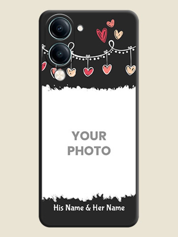 Custom Pink Love Hangings with Name On Space Black Custom Soft Matte Mobile Back Cover - Vivo Y19 5G - alternate view