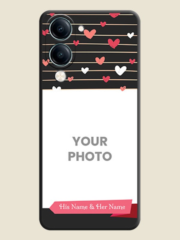 Custom Love Pattern with Name on Pink Ribbon on Photo On Space Black Custom Soft Matte Mobile Back Cover - Vivo Y19 5G - alternate view