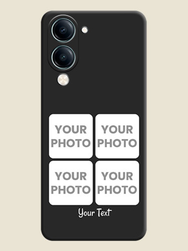 Custom Floral Art with 6 Image Holder on Photo On Space Black Custom Soft Matte Mobile Back Cover - Vivo Y19 5G - alternate view