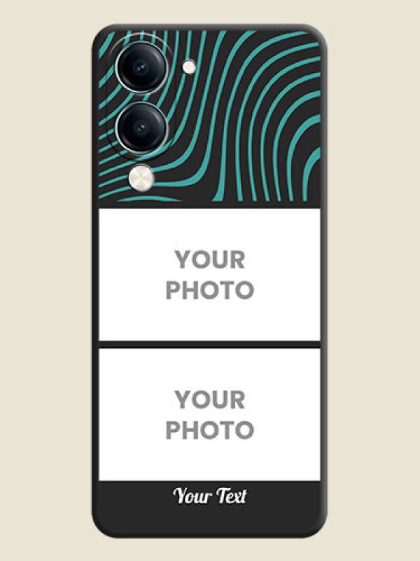 Custom Wave Pattern with 2 Image Holder On Space Black Custom Soft Matte Mobile Back Cover - Vivo Y19 5G - alternate view