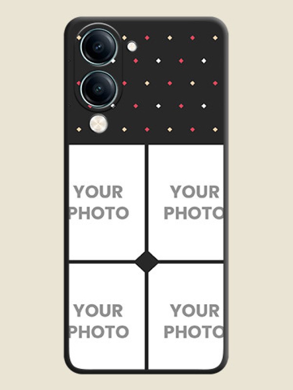 Custom Multicolor Dotted Pattern with 4 Image Holder On Space Black Custom Soft Matte Mobile Back Cover - Vivo Y19 5G - alternate view