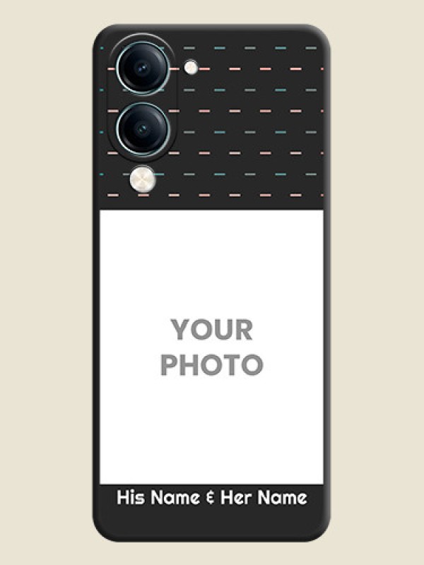 Custom Line Pattern Design with Text On Space Black Custom Soft Matte Mobile Back Cover - Vivo Y19 5G - alternate view