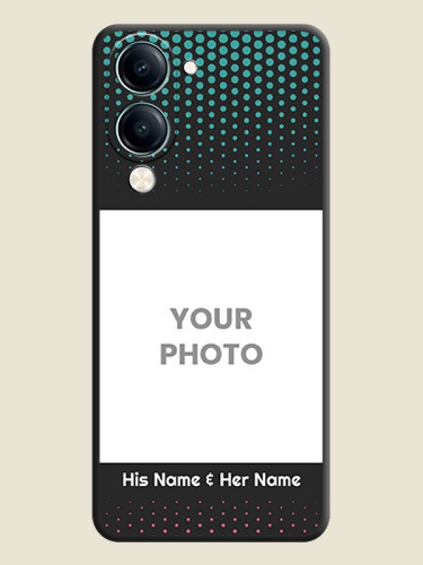 Custom Faded Dots with Grunge Photo Frame and Text On Space Black Custom Soft Matte Mobile Back Cover - Vivo Y19 5G - alternate view