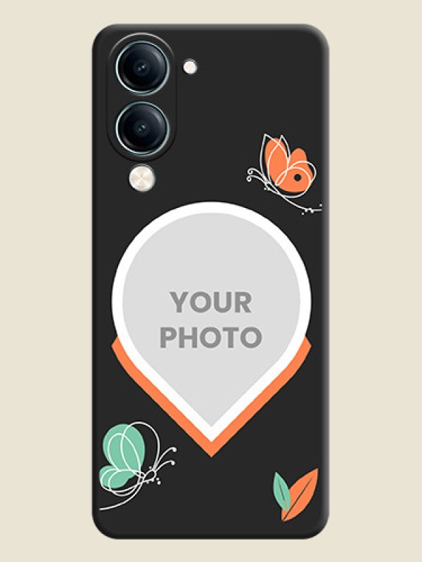 Custom Upload Pic With Simple Butterly Design On Space Black Custom Soft Matte Mobile Back Cover - Vivo Y19 5G - alternate view