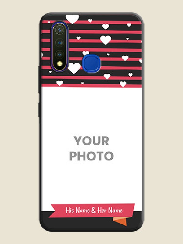 Custom White Color Love Symbols with Pink Lines Pattern on Space Black Custom Soft Matte Phone Cases - Vivo Y19 - alternate view