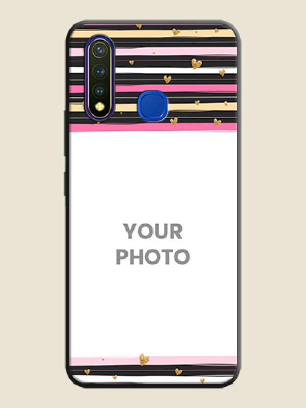 Custom Multicolor Lines and Golden Love Symbols Design - Photo on Space Black Soft Matte Mobile Cover - Vivo Y19 - alternate view
