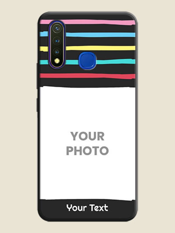 Custom Multicolor Lines with Image on Space Black Personalized Soft Matte Phone Covers - Vivo Y19 - alternate view