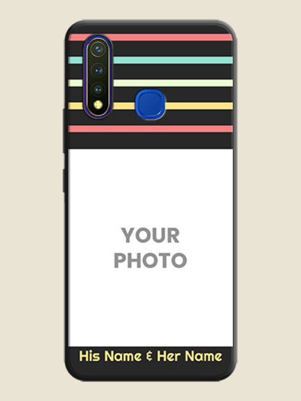 Custom Color Stripes with Photo and Text - Photo on Space Black Soft Matte Mobile Case - Vivo Y19 - alternate view