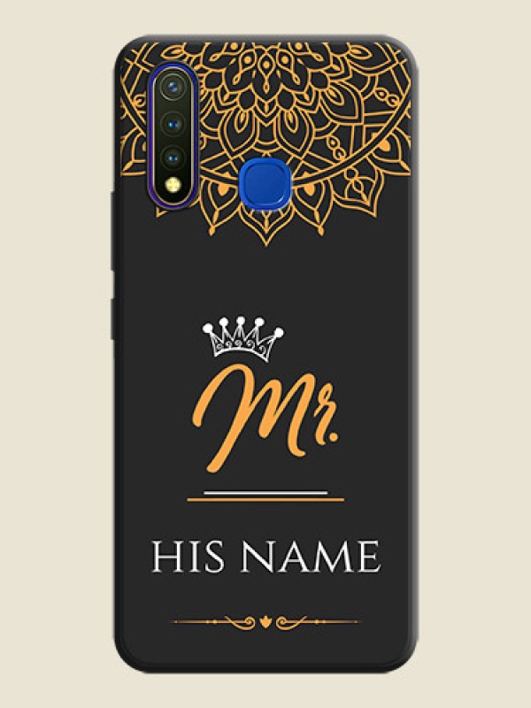 Custom Mr Name with Floral Design  on Personalised Space Black Soft Matte Cases - Vivo Y19 - alternate view