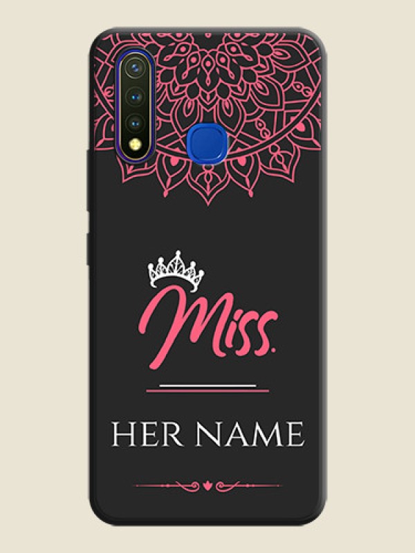 Custom Mrs Name with Floral Design on Space Black Personalized Soft Matte Phone Covers - Vivo Y19 - alternate view