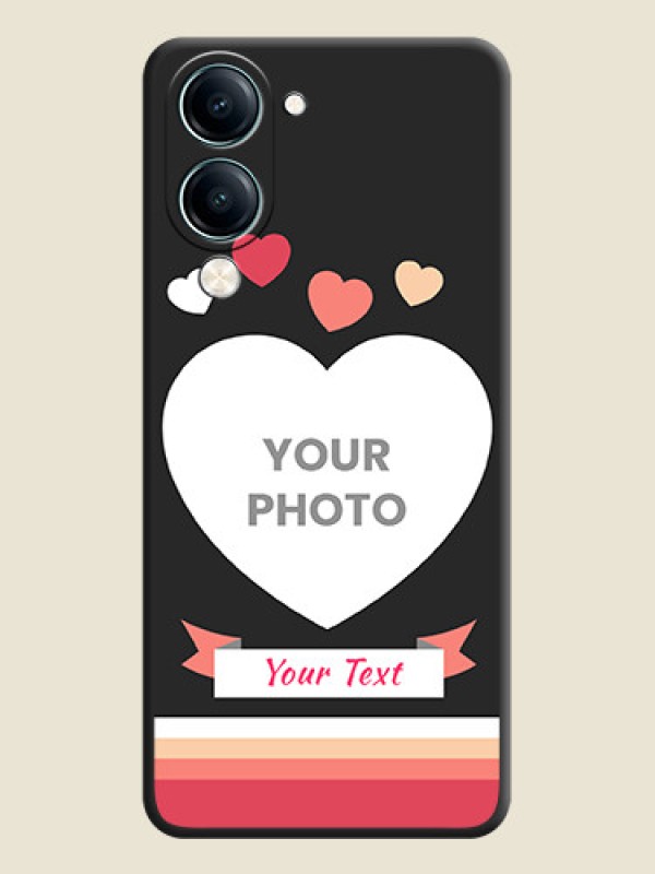 Custom Love Shaped Photo with Colorful Stripes On Space Black Custom Soft Matte Mobile Back Cover - Vivo Y19e - alternate view