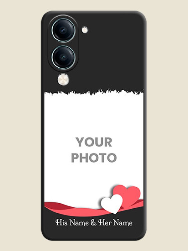 Custom Pin Color Love Shaped Ribbon Design with Text On Space Black Custom Soft Matte Mobile Back Cover - Vivo Y19e - alternate view
