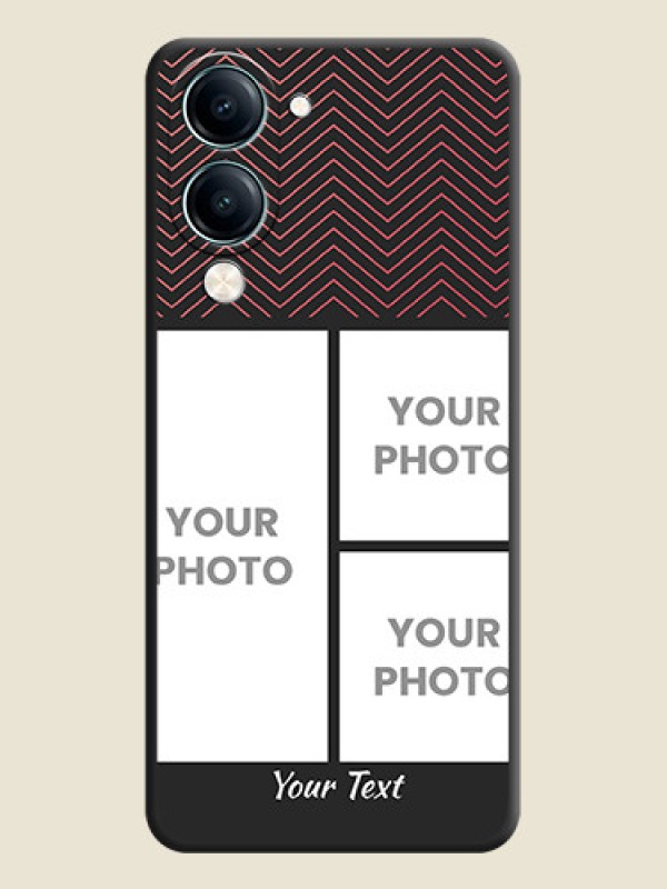 Custom Wave Pattern with 3 Image Holder On Space Black Custom Soft Matte Mobile Back Cover - Vivo Y19e - alternate view