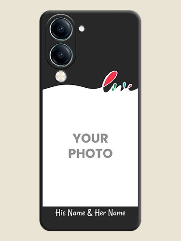 Custom Fall in Love Pattern with Picture on Photo On Space Black Custom Soft Matte Mobile Back Cover - Vivo Y19s - alternate view