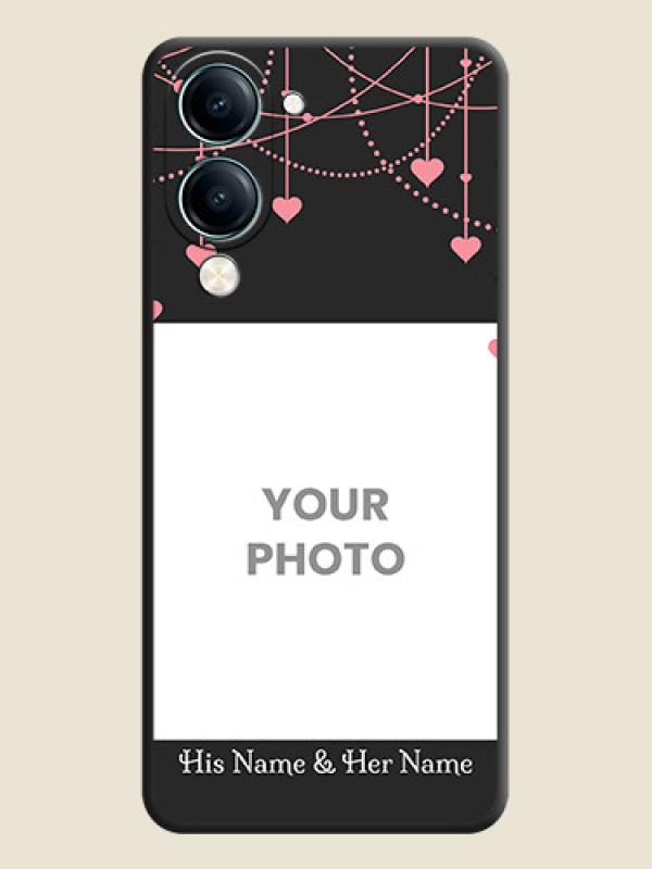 Custom Pink Love Hangings with Text On Space Black Custom Soft Matte Mobile Back Cover - Vivo Y19s - alternate view