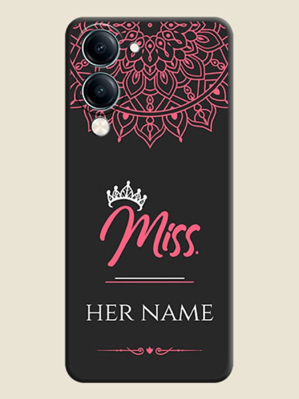 Custom Mrs Name with Floral Design On Space Black Custom Soft Matte Mobile Back Cover - Vivo Y19s - alternate view
