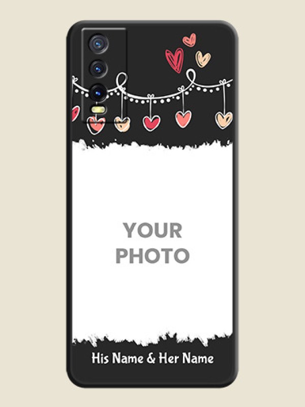 Custom Pink Love Hangings with Name on Space Black Custom Soft Matte Phone Cases - Vivo Y20 - alternate view