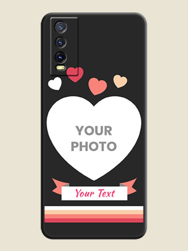 Custom Love Shaped Photo with Colorful Stripes on Personalised Space Black Soft Matte Cases - Vivo Y20 - alternate view