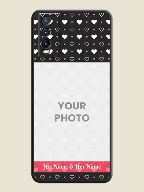 Custom White Color Love Symbols with Text Design on Photo on Space Black Soft Matte Phone Cover - Vivo Y20 - alternate view