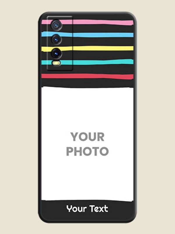 Custom Multicolor Lines with Image on Space Black Personalized Soft Matte Phone Covers - Vivo Y20 - alternate view