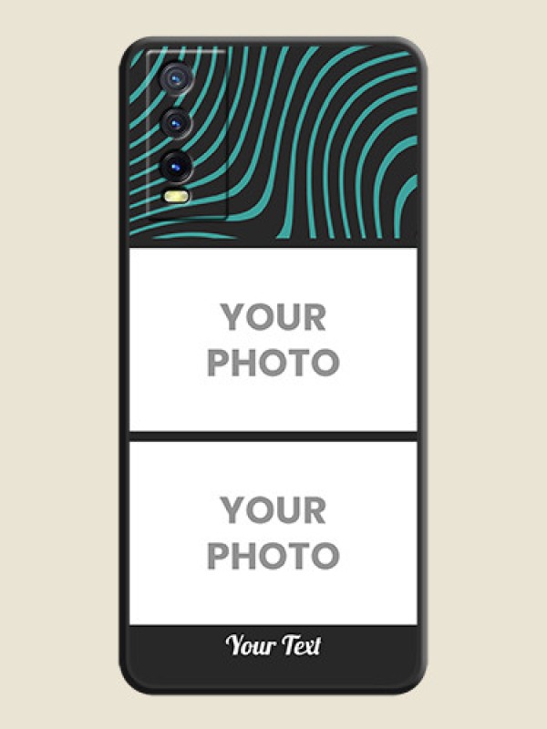 Custom Wave Pattern with 2 Image Holder on Space Black Personalized Soft Matte Phone Covers - Vivo Y20 - alternate view
