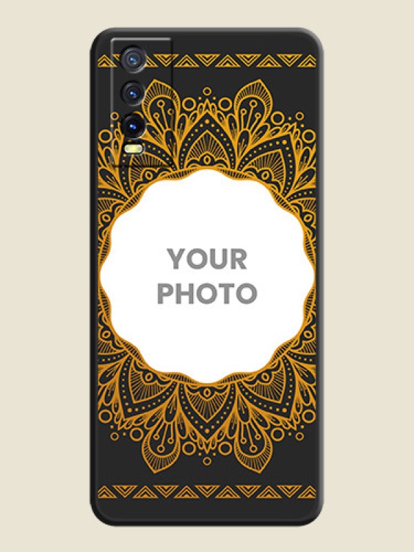 Custom Round Image with Floral Design on Photo on Space Black Soft Matte Mobile Cover - Vivo Y20 - alternate view