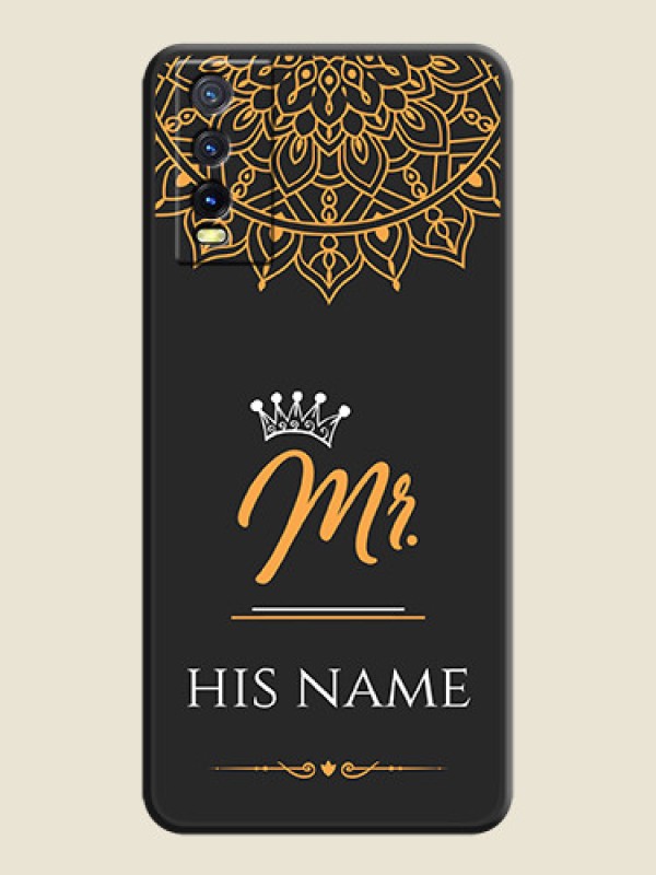 Custom Mr Name with Floral Design  on Personalised Space Black Soft Matte Cases - Vivo Y20 - alternate view