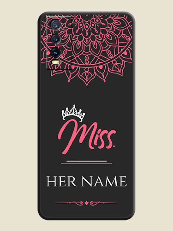 Custom Mrs Name with Floral Design on Space Black Personalized Soft Matte Phone Covers - Vivo Y20 - alternate view